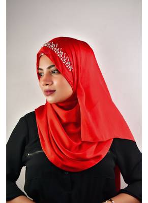 luxury bridal wedding wear hijab scarf   with handwork 1