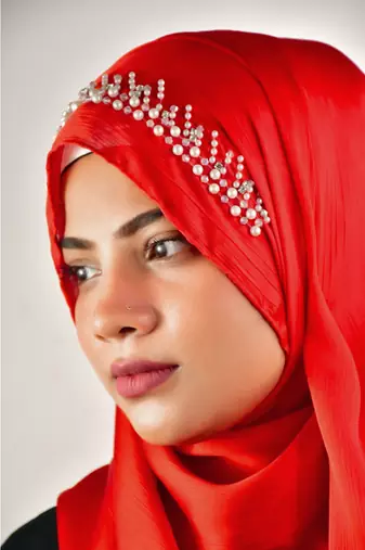 luxury bridal wedding wear hijab scarf   with handwork