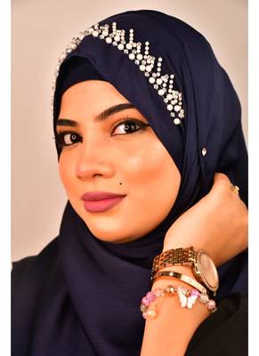 luxury bridal wedding wear hijab scarf   with handwork 1