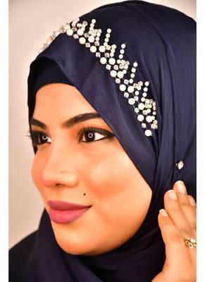 luxury bridal wedding wear hijab scarf   with handwork 2