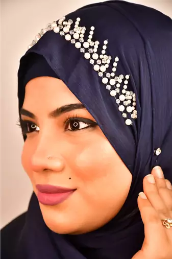 luxury bridal wedding wear hijab scarf   with handwork
