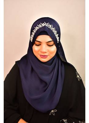 luxury bridal wedding wear hijab scarf   with handwork 3