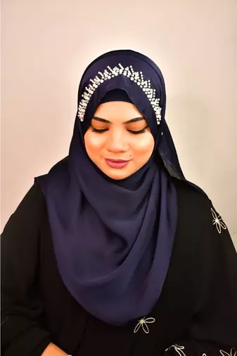 luxury bridal wedding wear hijab scarf   with handwork