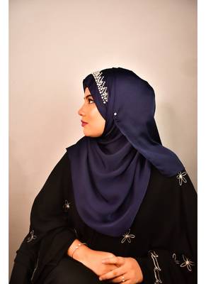 luxury bridal wedding wear hijab scarf   with handwork 4