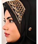 Black luxury bridal wedding wear hijab scarf   with handwork