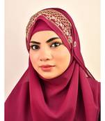 Majenta luxury bridal wedding wear hijab scarf   with handwork