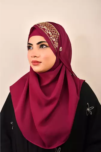 Majenta luxury bridal wedding wear hijab scarf   with handwork