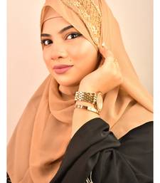 beige bridal hijab with handwork