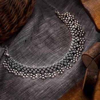 Oxidised silver designer choker jewellery handmade necklace party wear indian german for women 1