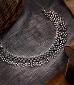 Oxidised silver designer choker jewellery handmade necklace party wear indian german for women