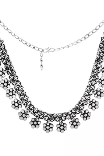 Oxidised silver designer choker jewellery handmade necklace party wear indian german for women