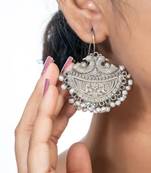 Handcrafted silver stud earrings german earrings oxidised indian ethnic antique earrings with pearls