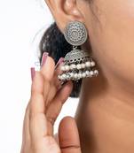 Oxidised silver jhumka earrings jhumki pearl drop earrings oxidized german silver jewelry gifts for her