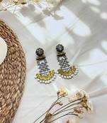 Dual tone long dangler earrings silver gold oxidized handmade long ethnic indian traditional with pearl