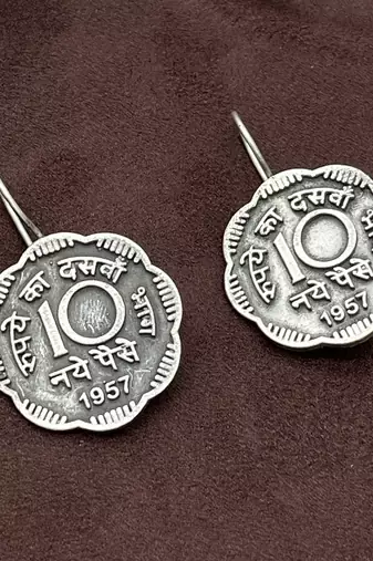 Indian oxidised silver stud earrings combo of 5 pairs german silver indian ethnic earrings indian coin studs