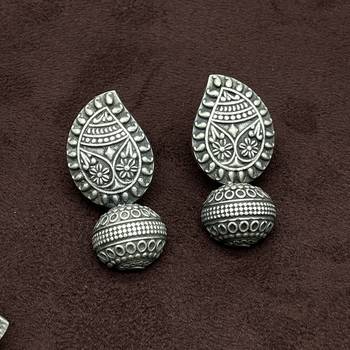 Indian oxidised silver stud earrings combo of 5 pairs german silver indian ethnic earrings indian coin studs 4