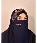 Blue luxury bridal wedding wear hijab scarf   with handwork naqab