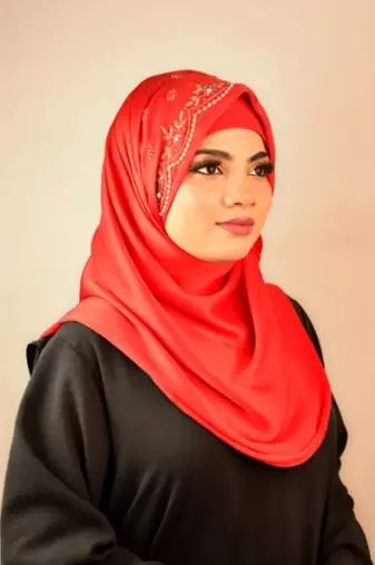 Red luxury bridal wedding wear hijab scarf   with handwork
