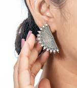 German silver indian stud earrings for women antique silver look cute studs