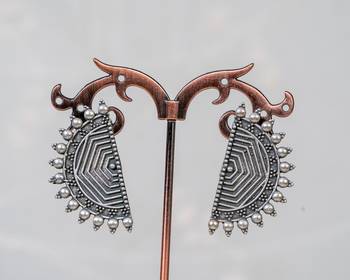German silver indian stud earrings for women antique silver look cute studs 4