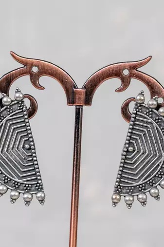 German silver indian stud earrings for women antique silver look cute studs