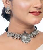 German silver choker set indian handmade chic style choker sleek design for festival