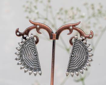 German silver indian stud earrings for women antique silver look cute studs 5