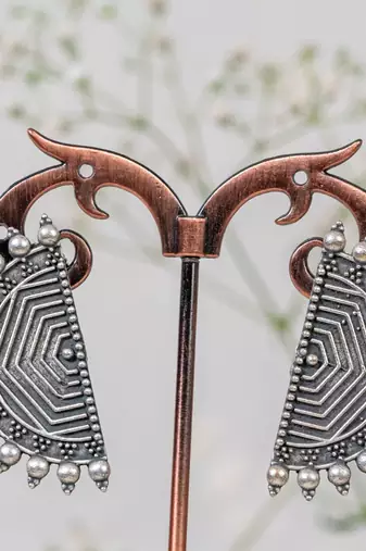 German silver indian stud earrings for women antique silver look cute studs