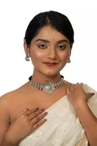 German silver choker set indian handmade chic style choker sleek design for festival