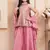 Girls embroidered kurta palazzos & dupatta set