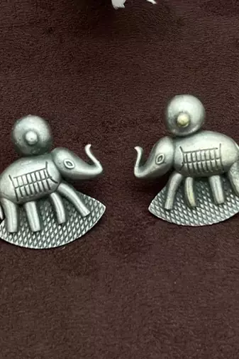 Oxidised earrings combo set of 4 antique silver replica small indian earrings stud jhumki pearl set
