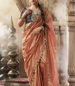 Designer orange weaving soft tissue silk blend saree with designer blouse