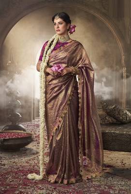 Designer purple weaving soft tissue silk blend saree with designer blouse 1