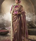 Designer purple weaving soft tissue silk blend saree with designer blouse