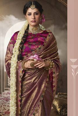 Designer purple weaving soft tissue silk blend saree with designer blouse 2