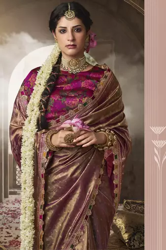 Designer purple weaving soft tissue silk blend saree with designer blouse