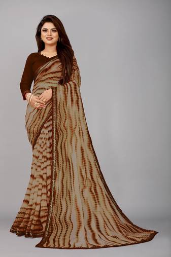 Georgette sibori printed saree with blouse piece