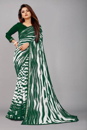 Georgette sibori printed saree with blouse piece