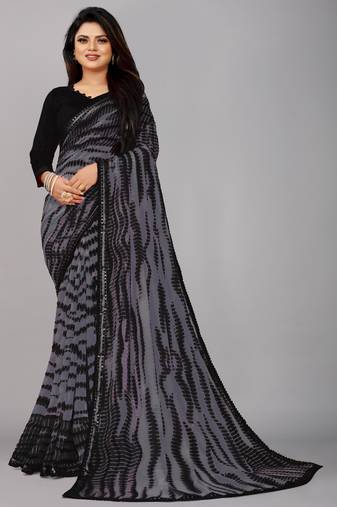 Georgette sibori printed saree with blouse piece