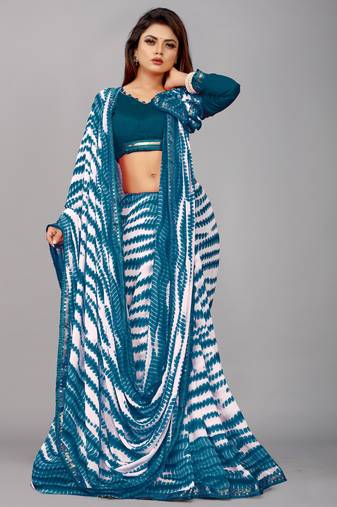 Georgette sibori printed saree with blouse piece