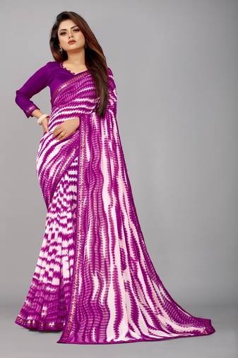 Georgette sibori printed saree with blouse piece