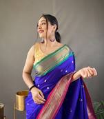 Vlolet Kamalkari Paithan Silk Saree,Blouse-not As Per Image
