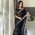 Black fancy jimmy chu embroidery work saree with embroidery stitched blouse