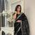 Black fancy jimmy chu embroidery work saree with embroidery stitched blouse