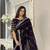 Dark purple fancy jimmy chu embroidery work saree with embroidery stitched blouse