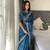 Light blue fancy jimmy chu embroidery work saree with embroidery stitched blouse