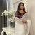 white fancy jimmy chu embroidery work saree with embroidery stitched blouse