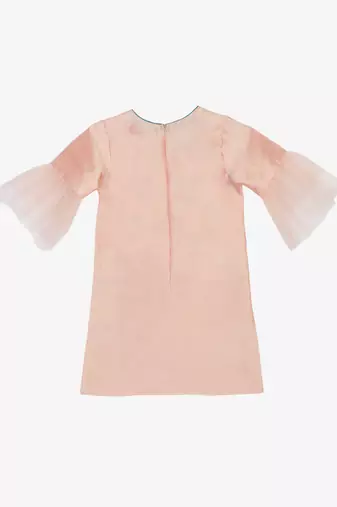 Saka designs peach & rama green kurta sharara with hand embroidery and lace work