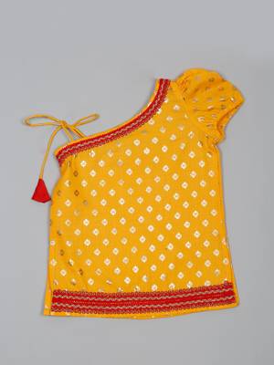 Saka design orange and red poly cotton sharara kurta for girls 2