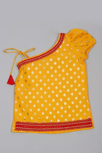 Saka design orange and red poly cotton sharara kurta for girls